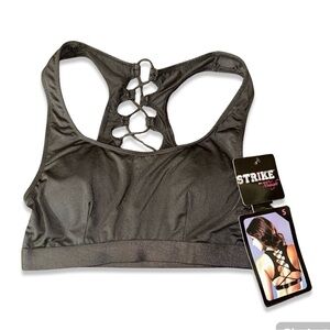 4/$15 STRIKE BLACK CRIS CROSS BACK SPORTS BRA